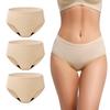 REELINDRY Incontinence Underwear for Women Washable Absorbent Leak Proof Postpartum Cotton Panties for Bladder Leakage 2.0 oz 3 Pack (3 Beige, 2XL) view 1