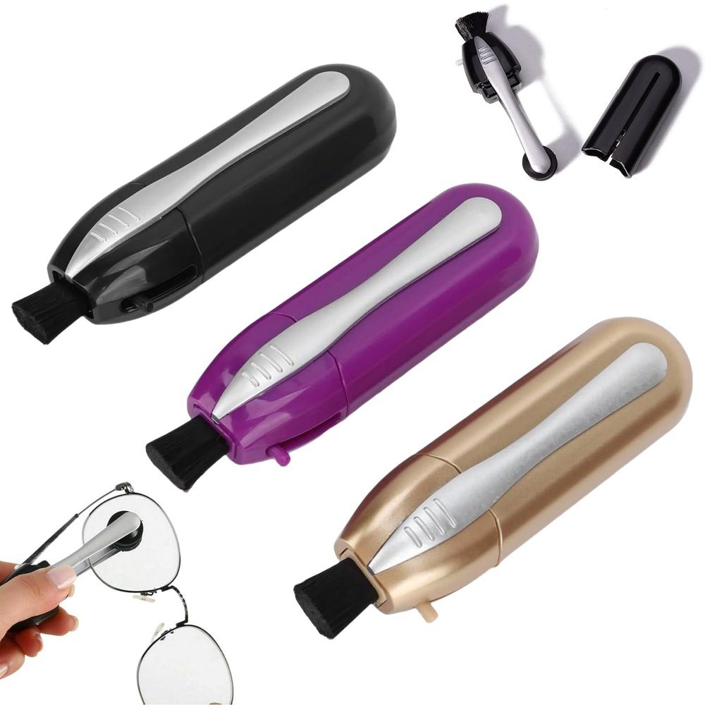 3Pcs Glasses Cleaner, Eyeglass Cleaner Portable Eyeglass Cleaning Kit, Lens Cleaner with Microfiber Tech Portable Mini Sunglasses Brush Cleaning Tool, Easily to Carry for Travel Commutes Office School