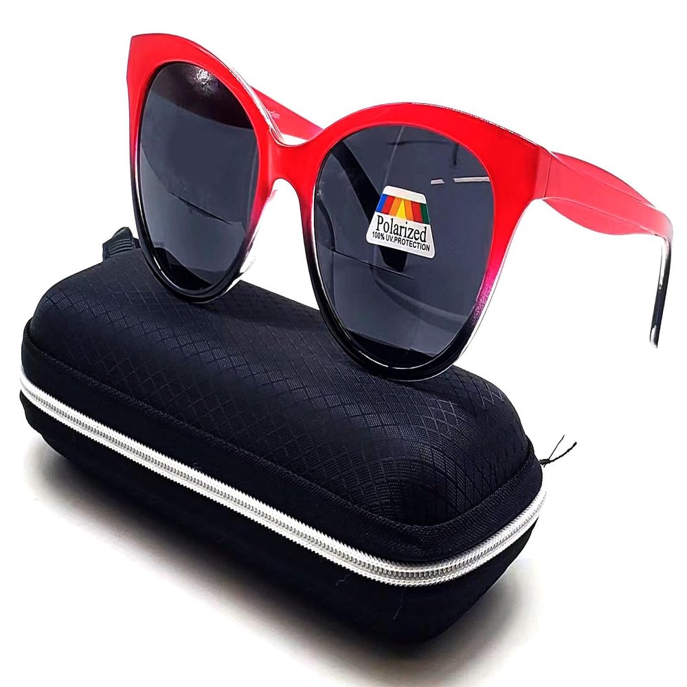 b21design Polarized & Bifocal Reading Glasses Reader Sunglasses for Women UV Protection Cateyes Vintage 1.5 1.75 2.0 2.5 3.0 3.5 (Red, 2.0, x)