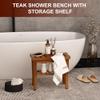 Teak Shower Bench Stool with Storage Shelf, Waterproof Shower Chair Spa Bath Seat, Shower Stool for Inside Shower, Bathroom Bench Seat for Adults Elderly Seniors for Indoor or Outdoor Use view 2