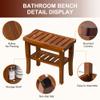 Teak Shower Bench Stool with Storage Shelf, Waterproof Shower Chair Spa Bath Seat, Shower Stool for Inside Shower, Bathroom Bench Seat for Adults Elderly Seniors for Indoor or Outdoor Use view 4