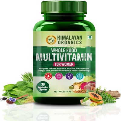 Whole Food Multivitamin for Women with Vitamin B1, B2, B3, B5, B6, B7, B9, B12, C, D, E, Calcium, Magnesium, Zinc | - 30 Veg Capsules (Pack of 1)