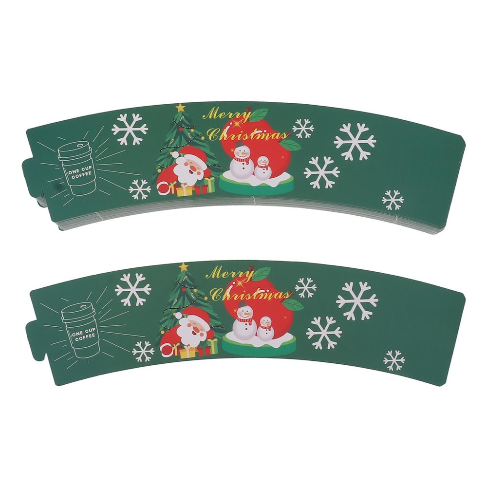 Zoeyilan 50pcs Halloween Coffee Cup Sleeves, 50PCS Coffee Cup Sleeves, Funny Disposable Cup Paper Jacket Coffee Cup Sleeves for Halloween Christmas Chocolate Cold Beverage (Green)