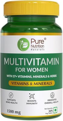 Multivitamin for Women (1500mg) with Biotin, Calcium, Cranberry, Alfa Alfa, Shatavari | Supports Immunity, Energy, Skin, Hair, Nails, Bone & Overall Health | 30 Veg Tablets (Pack of 1)