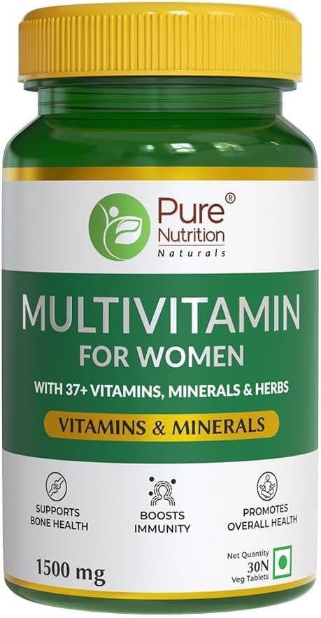 Multivitamin for Women (1500mg) with Biotin, Calcium, Cranberry, Alfa Alfa, Shatavari | Supports Immunity, Energy, Skin, Hair, Nails, Bone & Overall Health | 30 Veg Tablets (Pack of 1)