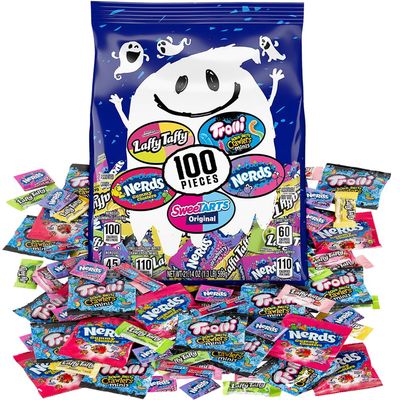 Ghost Goodies Halloween Candy Mix (Pack of 100) - Assorted Fruity Sweet and Sour Flavors - Perfect for Halloween Treats & Favors