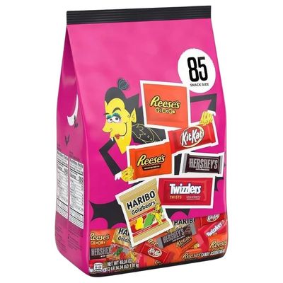 Hersheys Halloween Candy Snack Size Assortment - (Pack of 85) - Includes Reeses, Kit Kats, Hersheys, Twizzlers, and Haribo - Perfect for Trick-or-Treating and Halloween Parties
