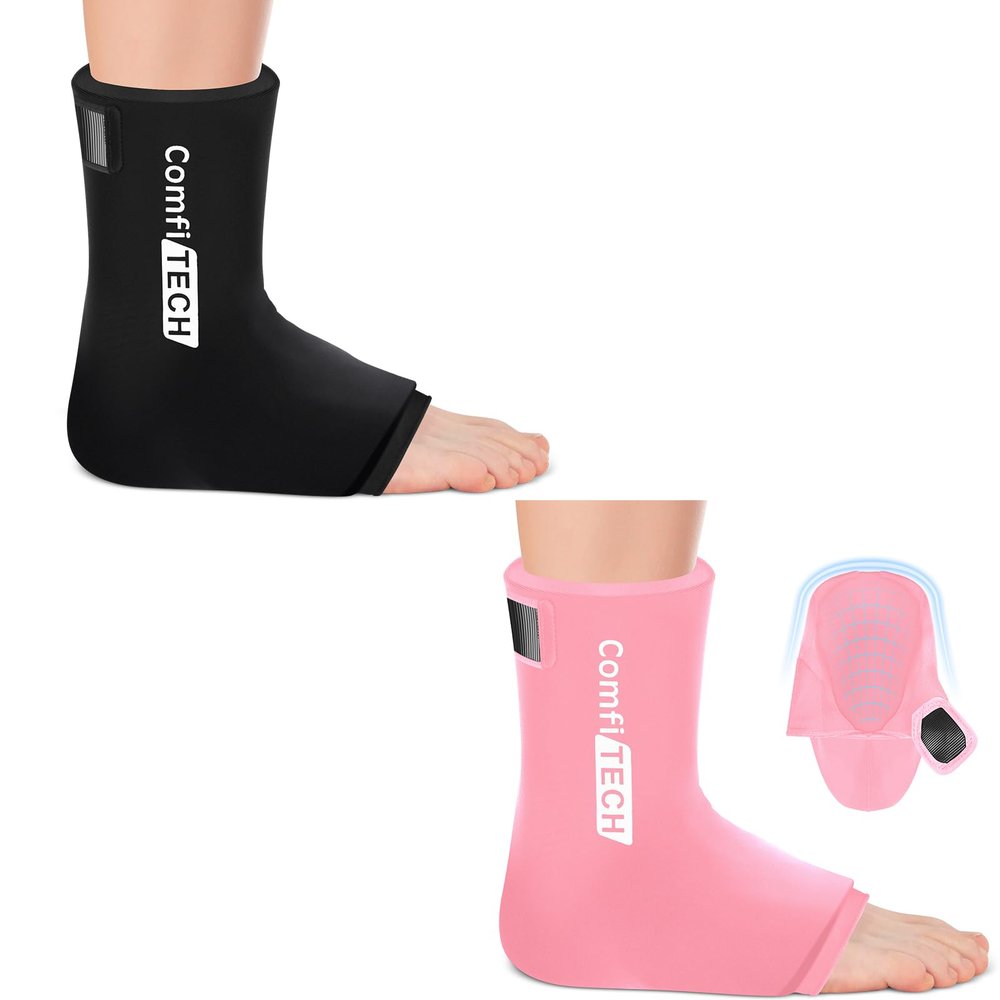Comfitech Ankle Ice Pack Wrap for Swelling, Reusable Gel Heel Ice Pack with Large Opening for Foot Ankle & Ankle Ice Pack Wrap for Swelling, Reusable Gel Heel Ice Pack with Large Opening for Foot Ankl