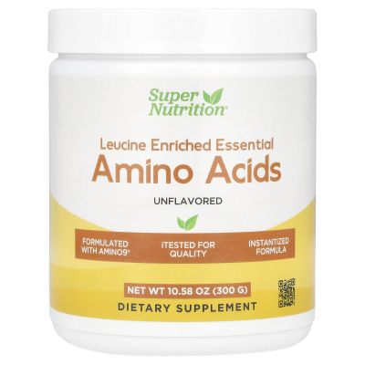SuperNutrition Leucine Enriched Essential Amino Acids with L-Leucine, L-Lysine, L-Threonine, and L-Isoleucine, Unflavored, 10.58 oz (300 g)