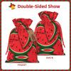 Red Watermelon Christmas Gift Bag - Holiday Drawstring Party Favor Burlap Bags - Ideal for Present Carry-on, and Storage view 3