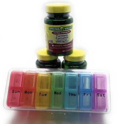 3 Bottles of Spring Valley Turmeric Curcumin W/Ginger Supplement, 1000mg, 60 Capsules Each Bottle. Plus Bonus 7 Day Pill Case.