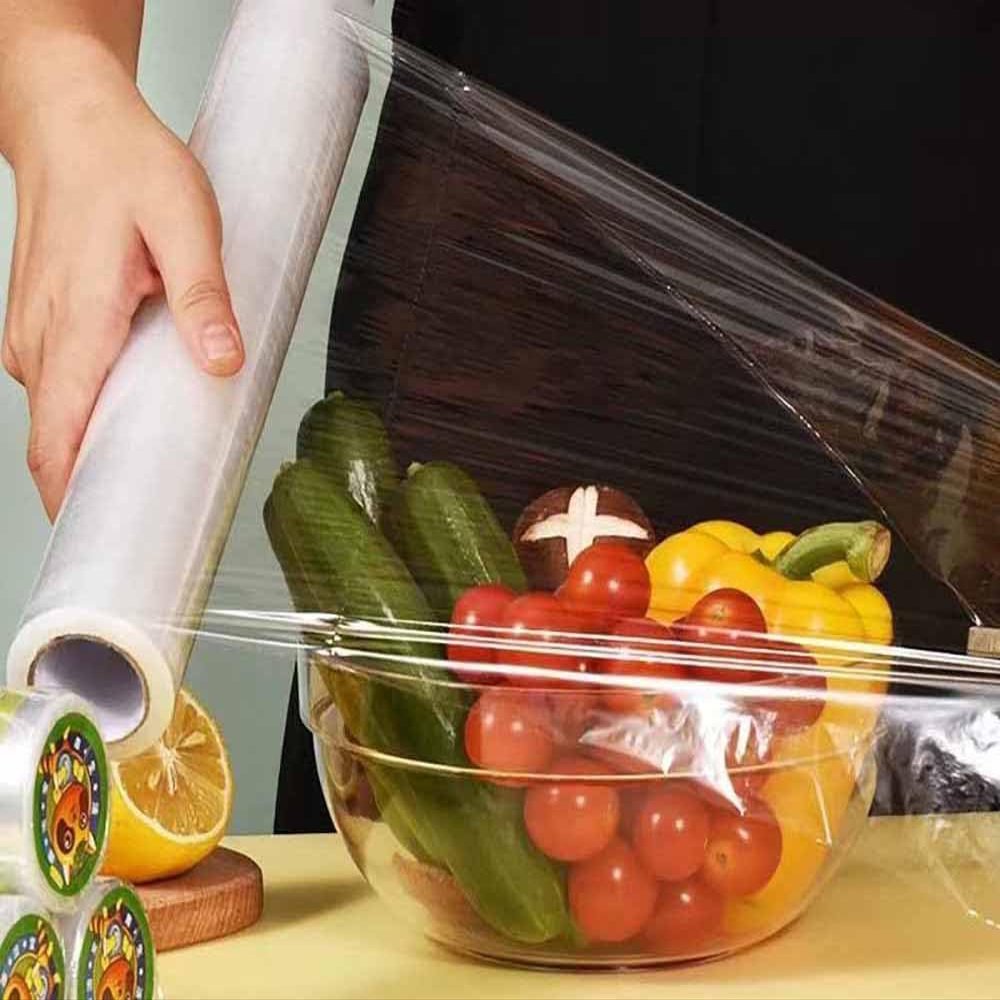 Kitchen Plastic Wrap, Fresh Keeping Bag Cling Wrap Plastic Food Wrap with Slide Cutter Plastic Wrap Stretch Plastic Wrap Bowl Covers, Cling Film (Clear,12X12 inch 400 Pieces)