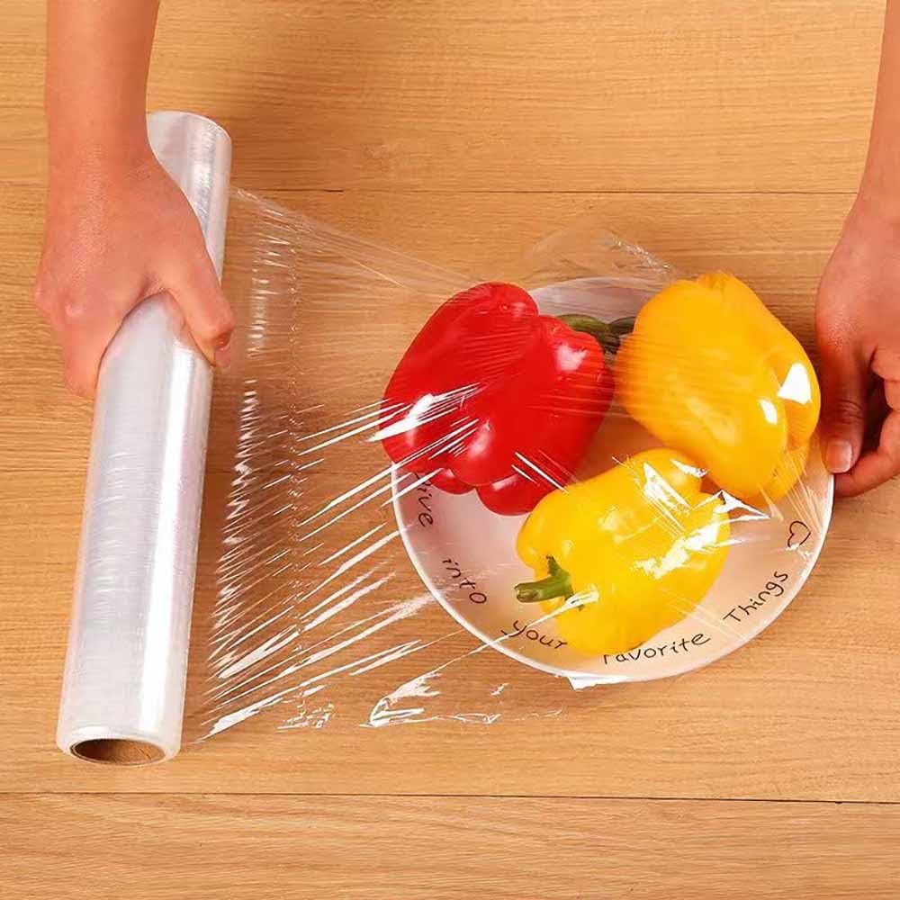 Kitchen Plastic Wrap, Fresh Keeping Bag Cling Wrap Plastic Food Wrap with Slide Cutter Plastic Wrap Stretch Plastic Wrap Bowl Covers, Cling Film (Clear,12X12 inch 1400 Pieces)
