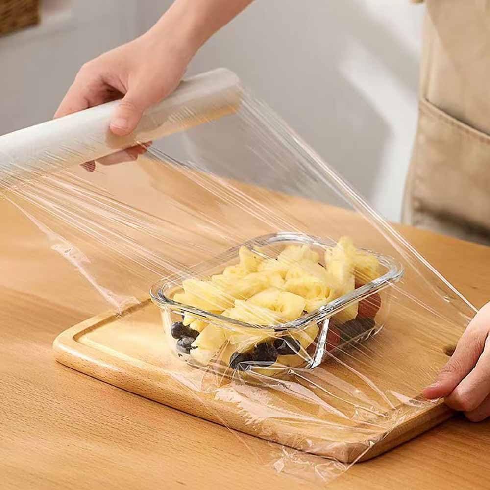 Kitchen Plastic Wrap, Fresh Keeping Bag Cling Wrap Plastic Food Wrap with Slide Cutter Plastic Wrap Stretch Plastic Wrap Bowl Covers, Cling Film (Clear,12X12 inch 600 Pieces)