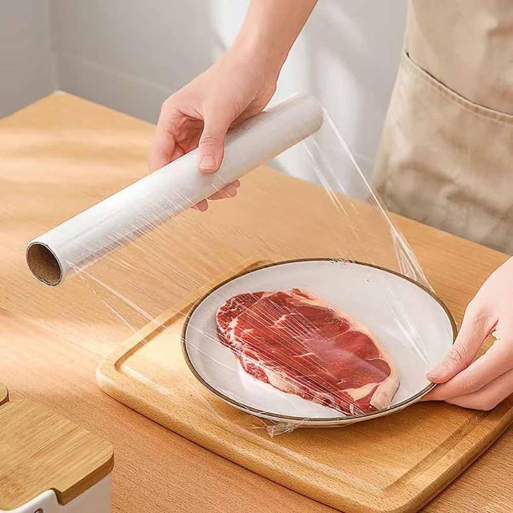Kitchen Plastic Wrap, Fresh Keeping Bag Cling Wrap Plastic Food Wrap with Slide Cutter Plastic Wrap Stretch Plastic Wrap Bowl Covers, Cling Film (Clear,12X12 inch 1200 Pieces)