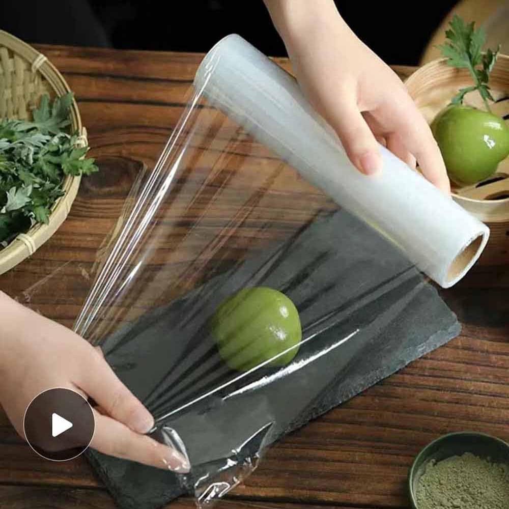Kitchen Plastic Wrap, Fresh Keeping Bag Cling Wrap Plastic Food Wrap with Slide Cutter Plastic Wrap Stretch Plastic Wrap Bowl Covers, Cling Film (Clear,12X12 inch 1800 Pieces)