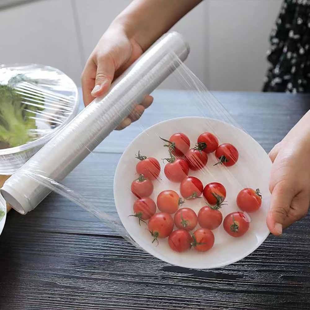 Kitchen Plastic Wrap, Fresh Keeping Bag Cling Wrap Plastic Food Wrap with Slide Cutter Plastic Wrap Stretch Plastic Wrap Bowl Covers, Cling Film (Clear,12X12 inch 400 Pieces)