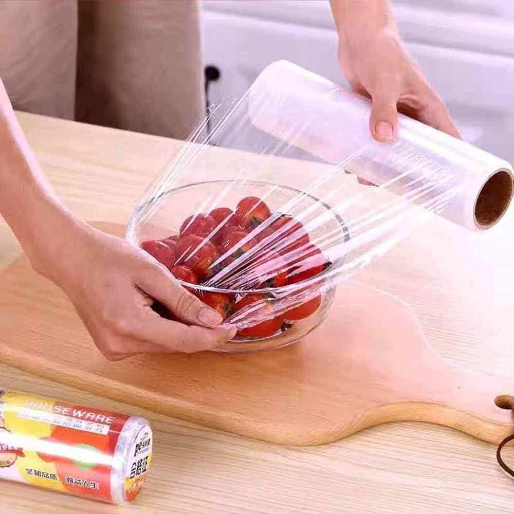 Kitchen Plastic Wrap, Fresh Keeping Bag Cling Wrap Plastic Food Wrap with Slide Cutter Plastic Wrap Stretch Plastic Wrap Bowl Covers, Cling Film (Clear,12X12 inch 1600 Pieces)