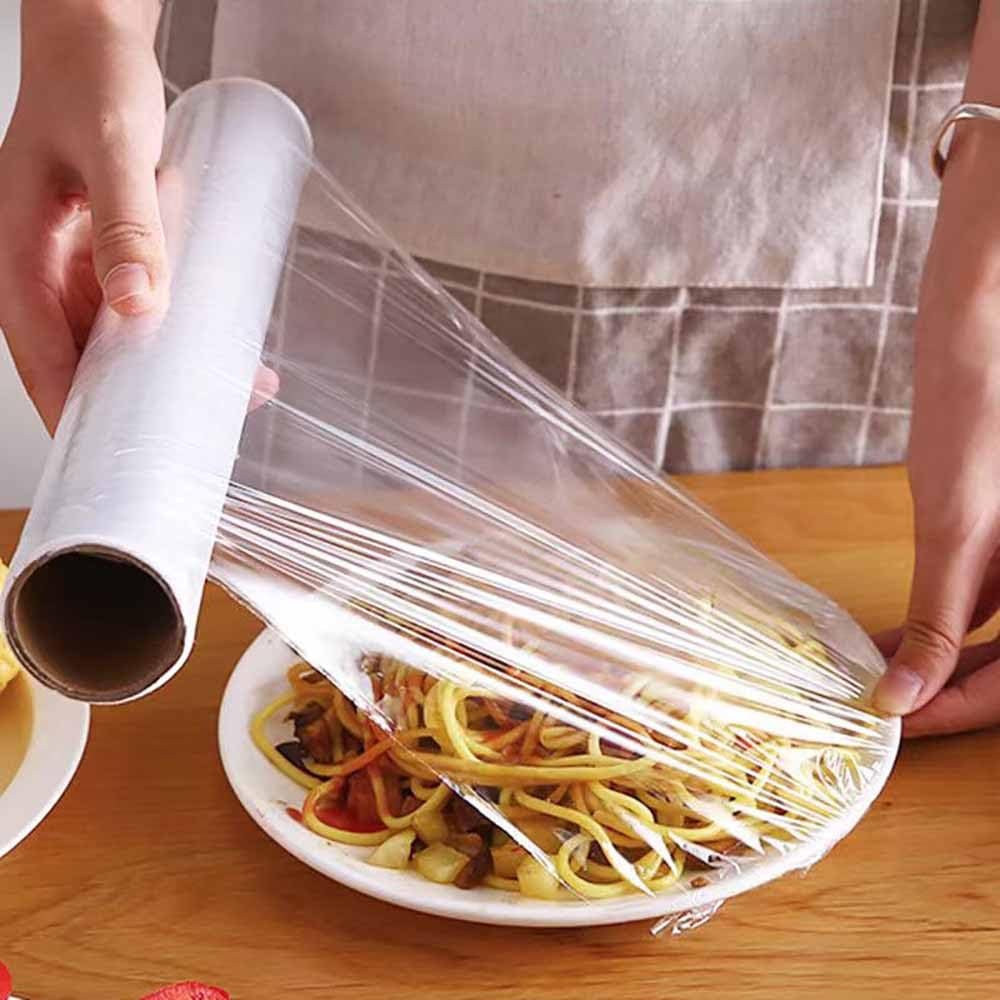 Kitchen Plastic Wrap, Fresh Keeping Bag Cling Wrap Plastic Food Wrap with Slide Cutter Plastic Wrap Stretch Plastic Wrap Bowl Covers, Cling Film (Clear,12X12 inch 600 Pieces)