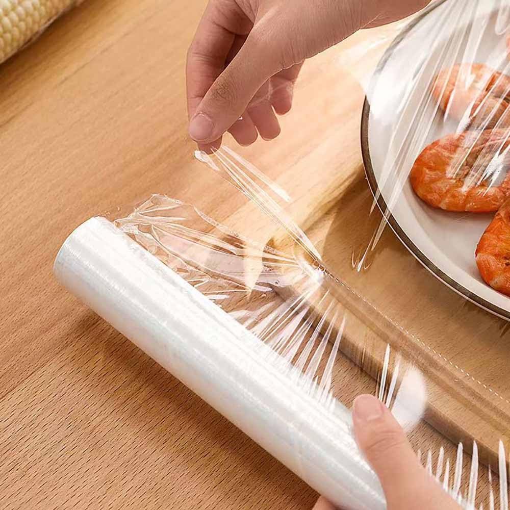 Kitchen Plastic Wrap, Fresh Keeping Bag Cling Wrap Plastic Food Wrap with Slide Cutter Plastic Wrap Stretch Plastic Wrap Bowl Covers, Cling Film (Clear,12X12 inch 1600 Pieces)