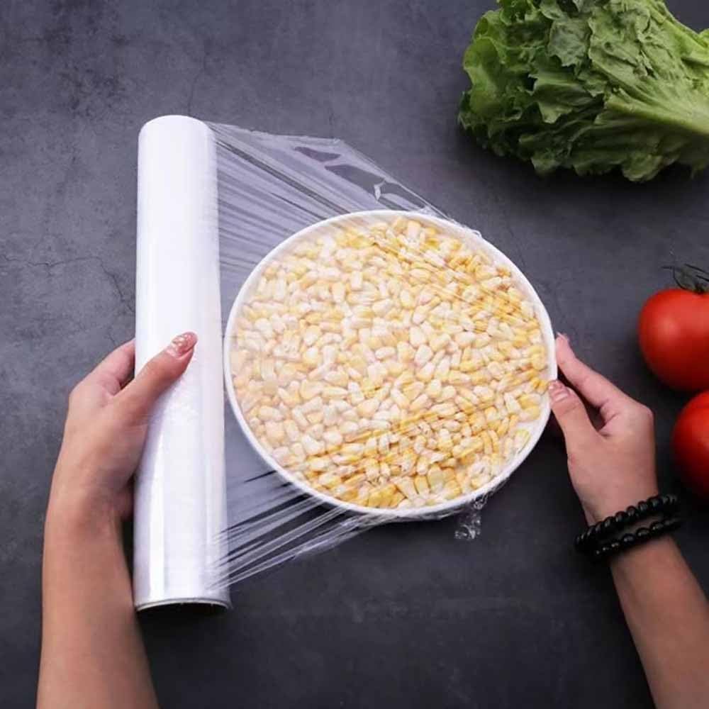 Kitchen Plastic Wrap, Fresh Keeping Bag Cling Wrap Plastic Food Wrap with Slide Cutter Plastic Wrap Stretch Plastic Wrap Bowl Covers, Cling Film (Clear,12X12 inch 1800 Pieces)