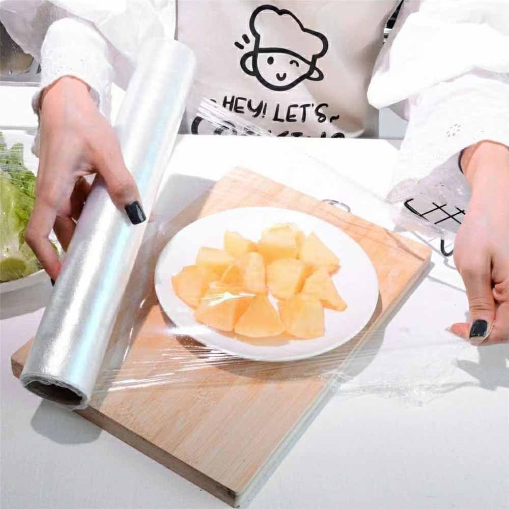 Kitchen Plastic Wrap, Fresh Keeping Bag Cling Wrap Plastic Food Wrap with Slide Cutter Plastic Wrap Stretch Plastic Wrap Bowl Covers, Cling Film (Clear,12X12 inch 1200 Pieces)