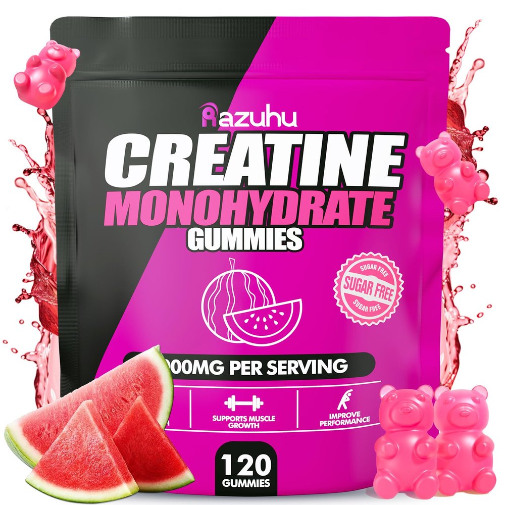 Flavored creatine monohydrate gummies sugar free,Pre workout supplements creatine gummies for men&women,Gym supplements,Supports muscle growth,Recovery,Strength,Energy Boost120 count-watermelon