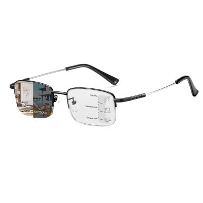 PEEPAI Photochromic Progressive Multifocus Reading Glasses Outdoor UV400 Sunglasses Computer Anti Blue Light Glare Transition Eyeglasses for Men Women 2.5