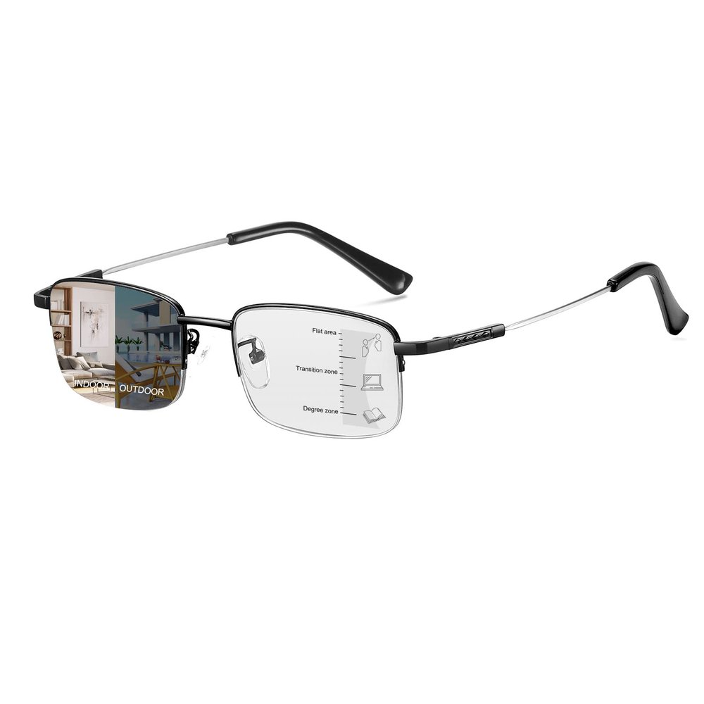 PEEPAI Photochromic Progressive Multifocus Reading Glasses Outdoor UV400 Sunglasses Computer Anti Blue Light Glare Transition Eyeglasses for Men Women 2.5
