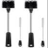 4 Pack Water Bottle Brushes with Straw Cleaner, Stainless Steel Handle Baby Bottle Brush Cleaner, Kitchen Scrub Cleaning Brushes for Cup, Wine Glasses, Coffee Mugs, Tumblers, Wine Decanters, Black view 1