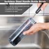 4 Pack Water Bottle Brushes with Straw Cleaner, Stainless Steel Handle Baby Bottle Brush Cleaner, Kitchen Scrub Cleaning Brushes for Cup, Wine Glasses, Coffee Mugs, Tumblers, Wine Decanters, Black view 2