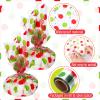 JarThenaAMCS Christmas Cellophane Wrap Roll 16" x 100 Ft Red Green Xmas Polka Dot Cellophane Paper Clear Cello Wrapping Paper for DIY Crafts Gift Basket Wrap New Year Party Favor view 3