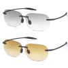 PEEPAI 2 Pairs Rimless Bifocal Reading Sunglasses Anti Blue Light UV400 Protection Sport Sunglasses Far and Near Dual Use Classic Lightweight Vintage Eyewear for Men Women 1.0 view 1