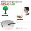 PEEPAI 2 Pairs Rimless Bifocal Reading Sunglasses Anti Blue Light UV400 Protection Sport Sunglasses Far and Near Dual Use Classic Lightweight Vintage Eyewear for Men Women 1.0 view 4