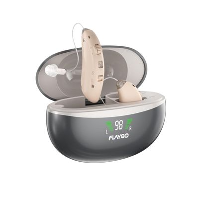 Flaygo Rechargeable Hearing Aids for Seniors' Hearing Loss - Latest 16-Channel Digital OTC Hearing Aid with Intelligent Noise Cancellation, Medical-Grade Materials, Comfortable Wearing,Beige