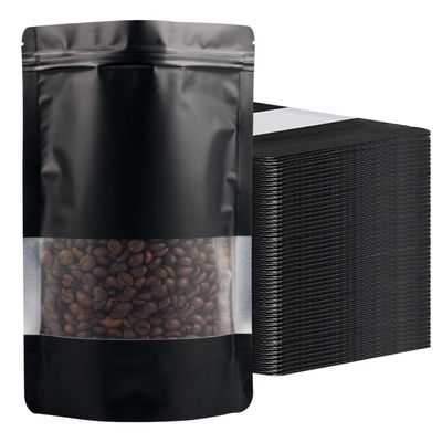 100 Pack Smell Proof Bags, Resealable Black Mylar Bags with Matte Window, Foil Pouch Stand Up Sealable Bags for Packaging, 3.93 5.9 Inch