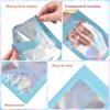 120PCS Smell Proof Mylar Bags,7.8"x11.8" Resealable Bag for Small Business,Holographic Packaging Bags with Clear Window,Foil Pouch Sample Snack Candy Jewelry Bag for Party Favors(Blue) view 3