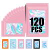 120PCS Smell Proof Mylar Bags,6.3"x9.5" Resealable Bag for Small Business,Holographic Packaging Bags with Clear Window,Foil Pouch Sample Snack Candy Jewelry Bag for Party Favors(Pink) view 1
