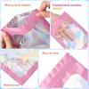 120PCS Smell Proof Mylar Bags,6.3"x9.5" Resealable Bag for Small Business,Holographic Packaging Bags with Clear Window,Foil Pouch Sample Snack Candy Jewelry Bag for Party Favors(Pink) view 3