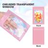120PCS Smell Proof Mylar Bags,6.3"x9.5" Resealable Bag for Small Business,Holographic Packaging Bags with Clear Window,Foil Pouch Sample Snack Candy Jewelry Bag for Party Favors(Pink) view 4