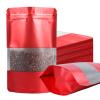 100 Pack Smell Proof Bags, Resealable Red Mylar Bags with Matte Window, Foil Pouch Stand Up Sealable Bags for Packaging, 6.29 9.44 Inch view 1