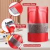 100 Pack Smell Proof Bags, Resealable Red Mylar Bags with Matte Window, Foil Pouch Stand Up Sealable Bags for Packaging, 6.29 9.44 Inch view 3