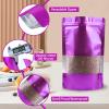 100 Pack Smell Proof Bags, Resealable Purple Mylar Bags with Matte Window, Foil Pouch Stand Up Sealable Bags for Packaging, 4.72 7.87 Inch view 3
