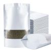 100 Pack Smell Proof Bags, Resealable White Mylar Bags with Matte Window, Foil Pouch Stand Up Sealable Bags for Packaging, 6.29  9.44 Inch view 1