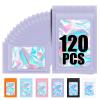 120PCS Smell Proof Mylar Bags,7.8"x11.8" Resealable Bag for Small Business,Holographic Packaging Bags with Clear Window,Foil Pouch Sample Snack Candy Jewelry Bag for Party Favors(Purple) view 1