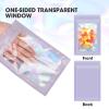 120PCS Smell Proof Mylar Bags,7.8"x11.8" Resealable Bag for Small Business,Holographic Packaging Bags with Clear Window,Foil Pouch Sample Snack Candy Jewelry Bag for Party Favors(Purple) view 4