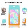 100 Pack Bags with Clear Window,Scratch Resistant Hand Holographic Packaging Pouch,Resealable Bag for Small Bussiness Cookies Jewelry Candy Sample (Green Orange, 5.51 * 7.88 inch) view 3