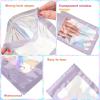 120PCS Smell Proof Mylar Bags,6.3"x9.5" Resealable Bag for Small Business,Holographic Packaging Bags with Clear Window,Foil Pouch Sample Snack Candy Jewelry Bag for Party Favors(Purple) view 3
