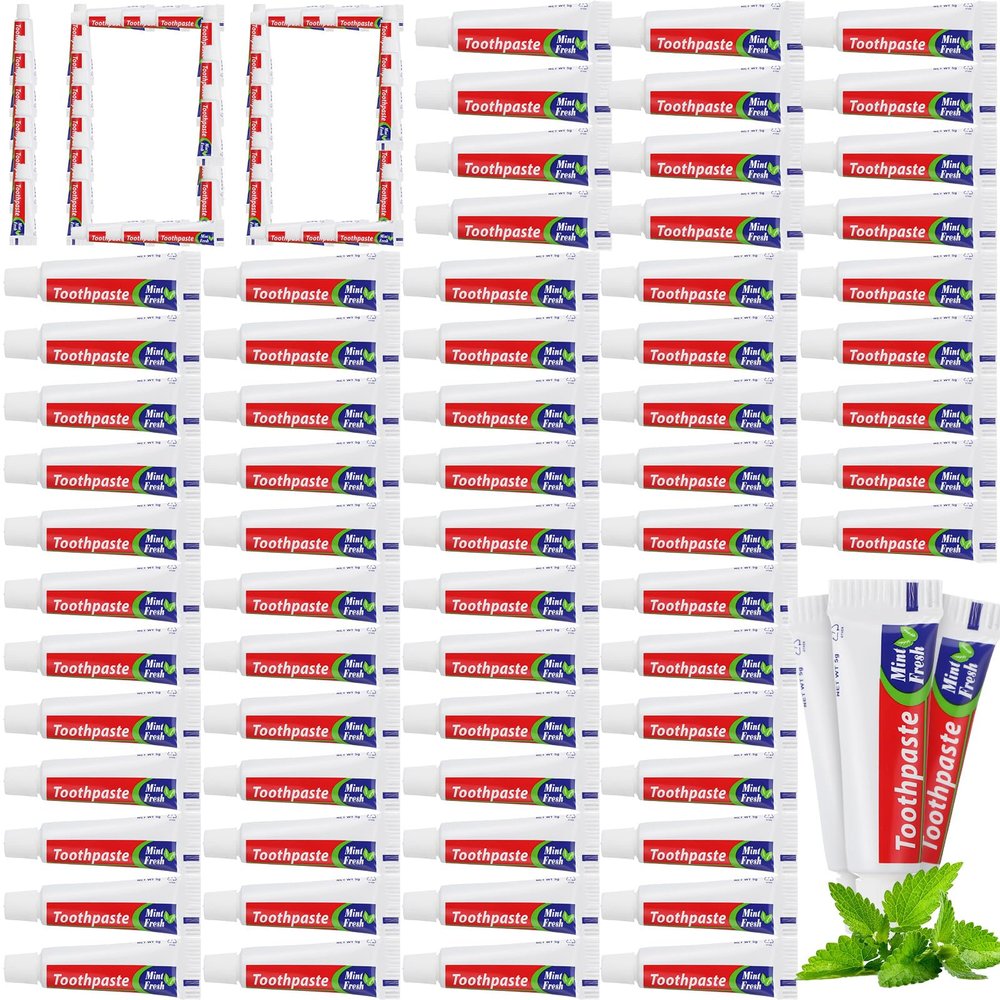 Dimsile 100 Pcs Mini Toothpaste Bulk Regular Clean Mint Toothpaste for Bad Breath, Helps Freshens Breath, Whitens Teeth Travel Size 0.18oz for Home Hotel Office School Camping