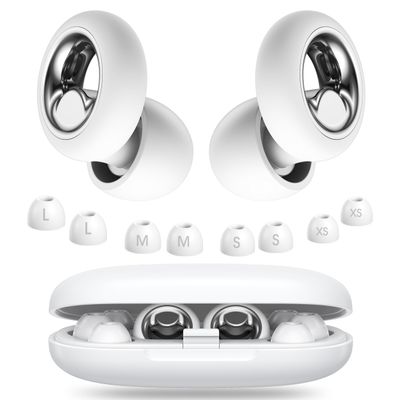 Vosaf Ear Plugs for Sleeping Noise Cancelling, Soft EarPlugs for Concert, 45dB Reusable Ear Plugs for Noise Reduction with 8 Ear Tips, Comfortable Silicone Earplugs for Sleep, Work, Travel (White)